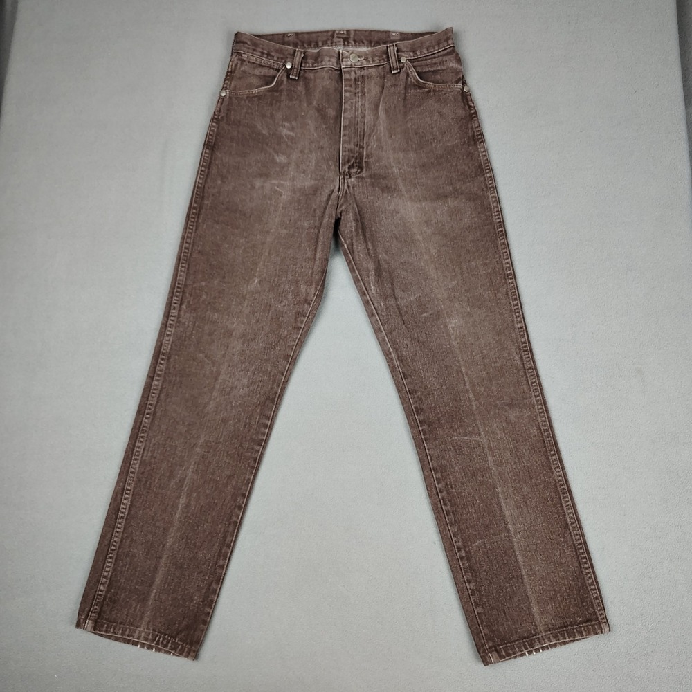 Vintage Wrangler MWZ Jeans 30x30 Cocoa Brown Denim Cowboy Cut Rodeo USA Made 90s - Picture 2 of 10